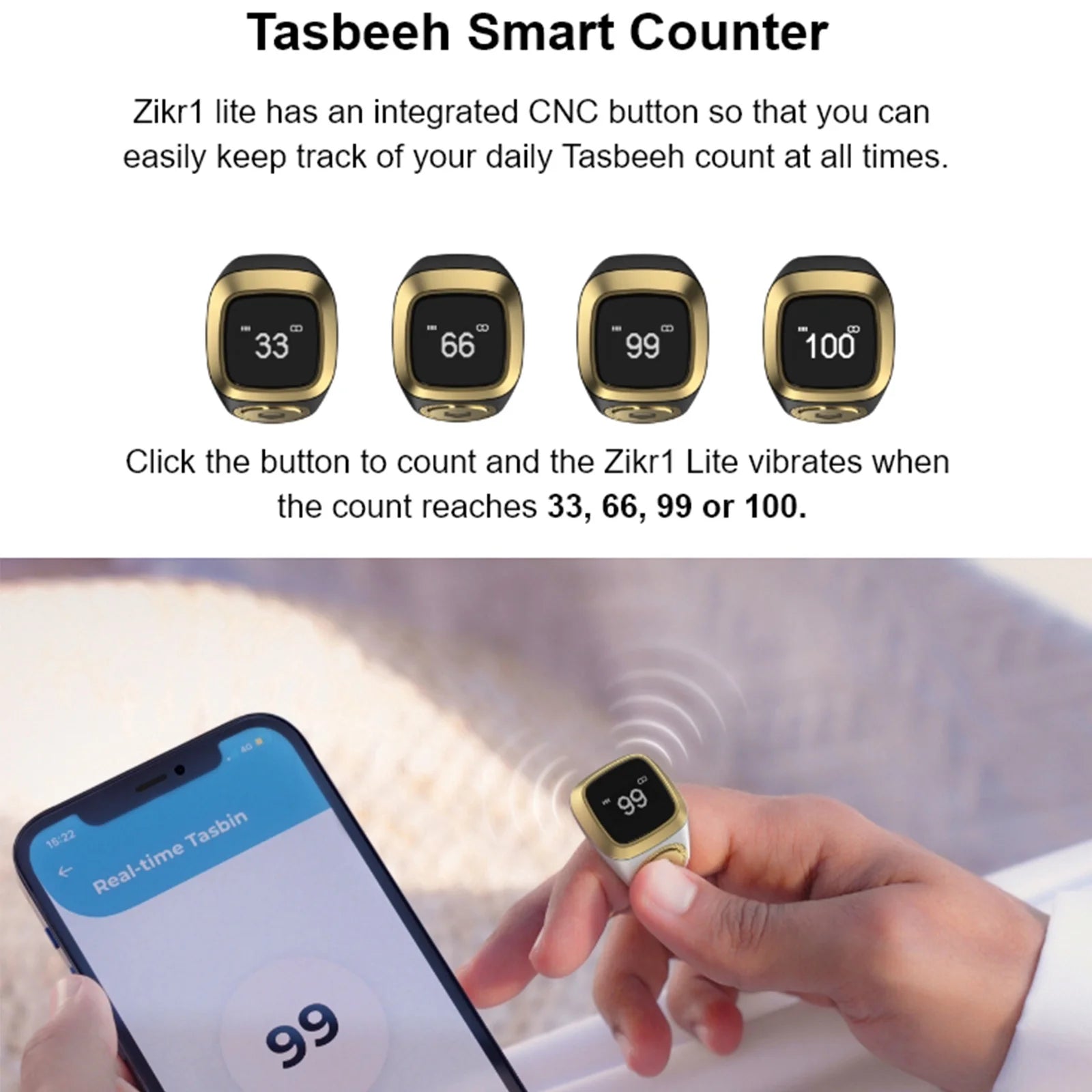 18Mm for Smart Counter Ring Digital for Time Reminder 0.49" 72X40 Iqibla Zikr 1